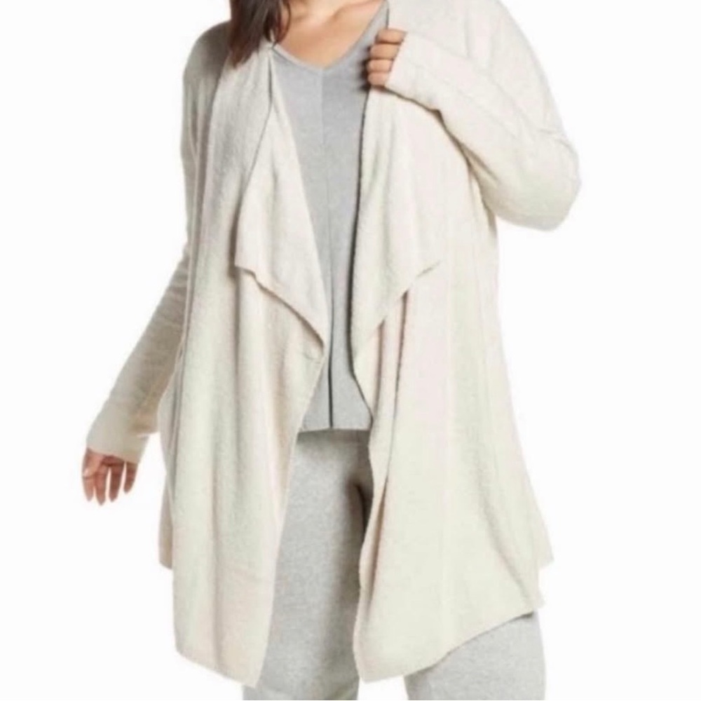 $110 NWT Barefoot Dreams 2X Cream CozyChic Island Lite Open Sweater Cardigan